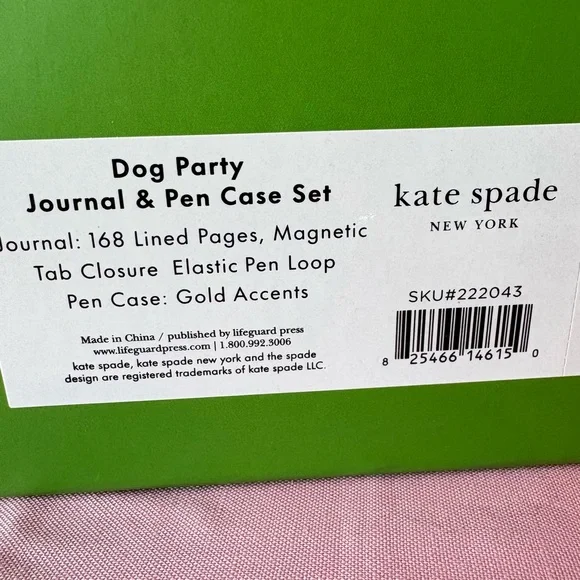 Kate Spade Journal & Pencil Case Set Leather NEW Dog Party Office Teacher Gift - Picture 3 of 7